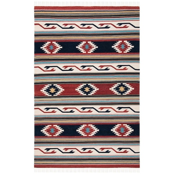 Safavieh 4 x 6 ft. Kilim Bohemian Rectangle Flat Weave Rug Ivory & Rust KLM711A-4 - main